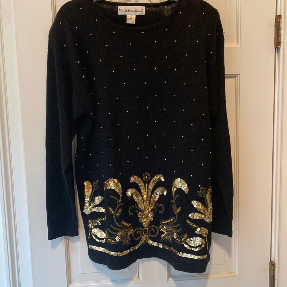 Vintage Black and Gold Holiday Sweater